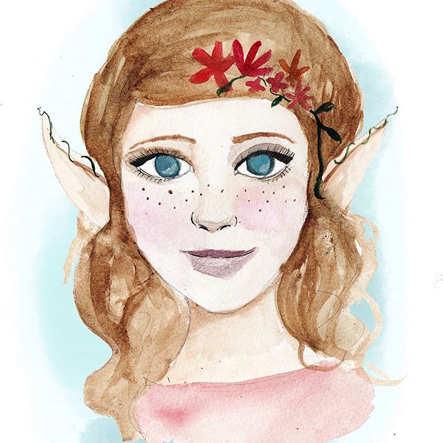 Experimenting with characters #watercolor #painting #girl #elf #fantasy #illustration #sennelier #traditionalart #elfears #instadaily #portrait #book #flowers - Ryan R. Owens (@diananemesu)
