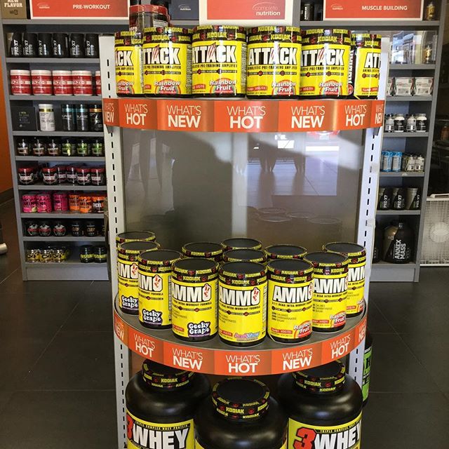 Now carrying @kodiaksupps ! Attack pre workout and Ammo aminos both come in delicious candy edition flavors and are the perfect add on to your arsenal. 3 way coconut caramel has 3 forms of bioavailable whey for optimal recovery and tastes absolutely amazing! Make sure to come try em before word gets out how good they are! #completenutrition #musclesport #kodiak #candy #edition #preworkout #bcaa #protein #whey #fitspo #fitfreak #bodybuilding #instagood #inspo #instafit - tankipink (@completenutrition_killeen)
