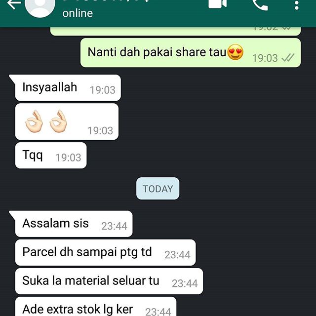 Lagi feedback yg iols terima
thnk u so much!
Hari ni last postage untuk brg smpai sblm raya
Sapa nak join whtssp cpt2 tau
.
#norapants#seluarbatik#kainbatik#bajubatik#kemejabatik#jualbatik#batikmalaysia#malaysia#batiklovers#sayajualbatik#sayajual#batikpastel#backpackersmalaysia#kakitravel#gayatravel#jomtravel#sayajualmurah#igersmalaysia#murah#outdoormalaysia#travelmalaysia#batikpants#igsellermalaysia#onlineshopmalaysia#instashopmalaysia#batikpantsmalaysia#seluarbatikmalaysia - The Stealth Organisation (@noradesire)