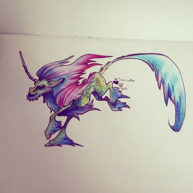 #junicorn number 4, oriental vibes this time :3 #unicorn #kirin #sketchbook #sketch - Vincenzo Tretola (@hoshimoo)