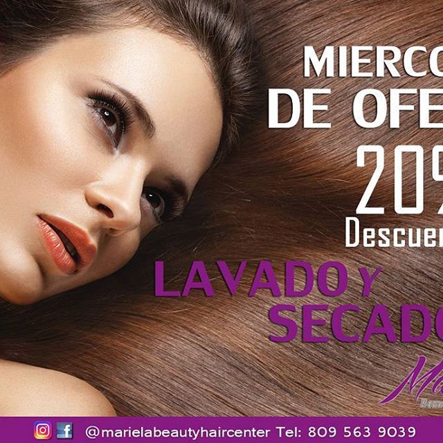 Mariela Beauty Hair Center
Belleza Integral
Servicios personalizados,  en manos de expertos en todas las áreas de la belleza
Visitanos en la Av Lope de Vega 62, Santo Domingo o Comunicate al: 809-563-9039 
Siguenos en Fb, Ig #marielabeautyhaircenter #estilistas #maquillaje #especialeslunesymiercoles #ven #miercolesdeofertas #ofertas #20% #descuentos #lavadoysecado #lavado #secado #bellezaintegral #moda #online #marketing #publicidad #salondebelleza #descuentos #publicidadymarketing #aplicaciondelineas #tratamientos #50% #celebracion #tips #cabello #alimentos #santodomingo #republicadominicana - Noticias CTM (@marielabeautyhaircenter)